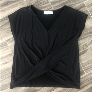 Black cross front v neck shirt